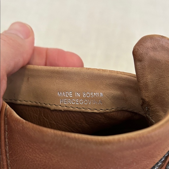 A.S.98 Boots Women’s 37 Tan Leather Zip Up Ankle Booties with Studded Wedge - Picture 3 of 15